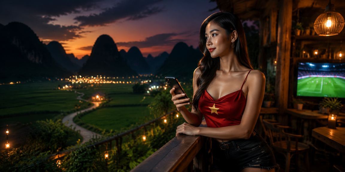 Người xem bóng đá tại Ninh Bình với ly cà phê và ứng dụng cá cược trên điện thoại